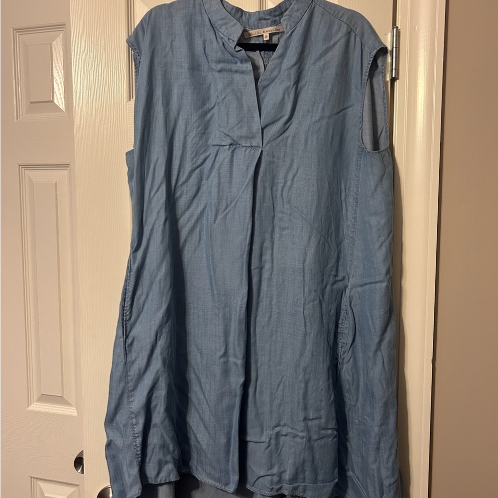 RACHEL Rachel Roy Blue Sleeveless Dress with Mandarin Collar
